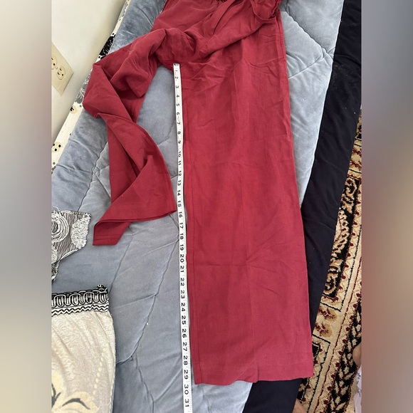 Silk linen blend Kate hill casual red women’s pants  drawstring size 10 - Picture 6 of 13